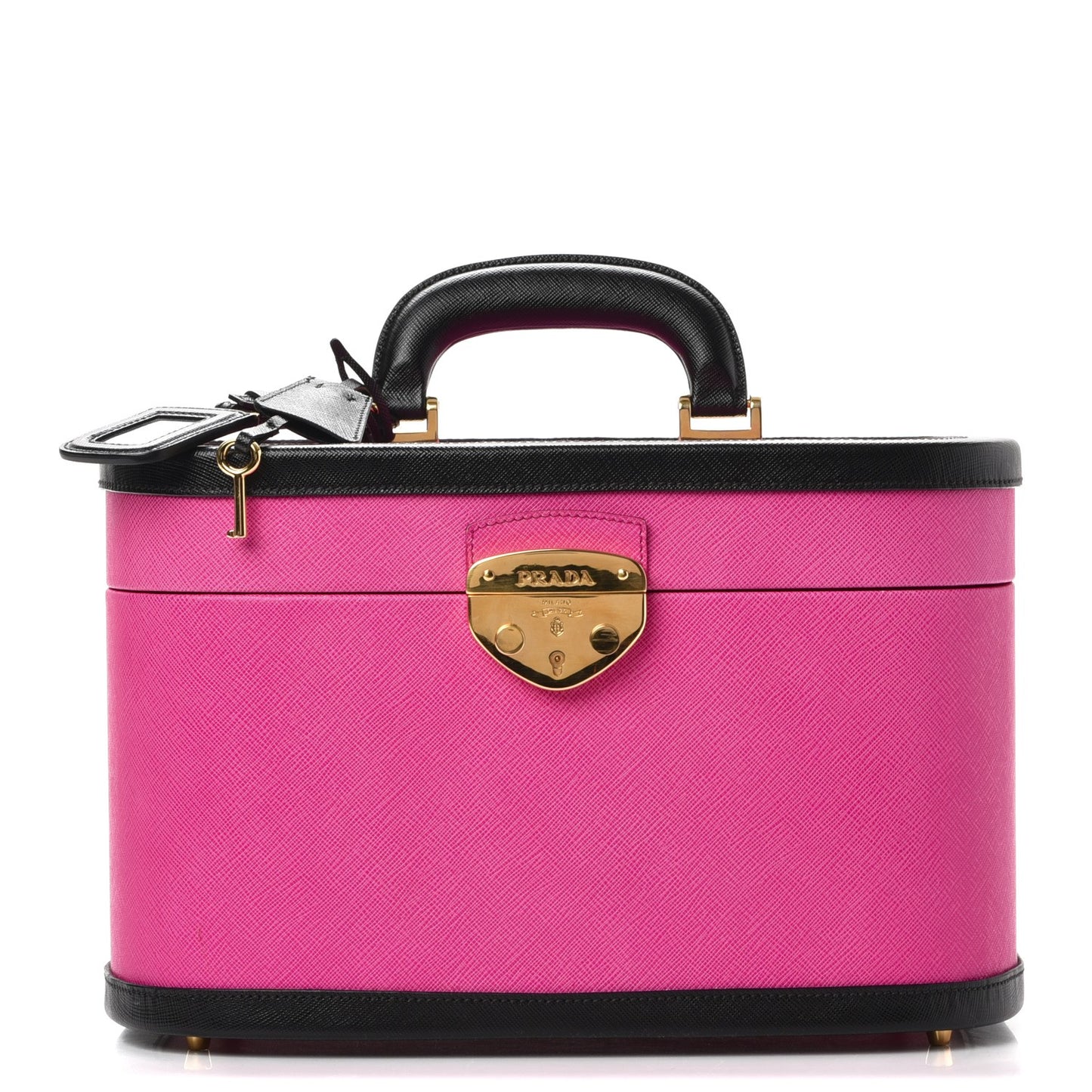 Saffiano Cosmetic Train Case Fuxia
