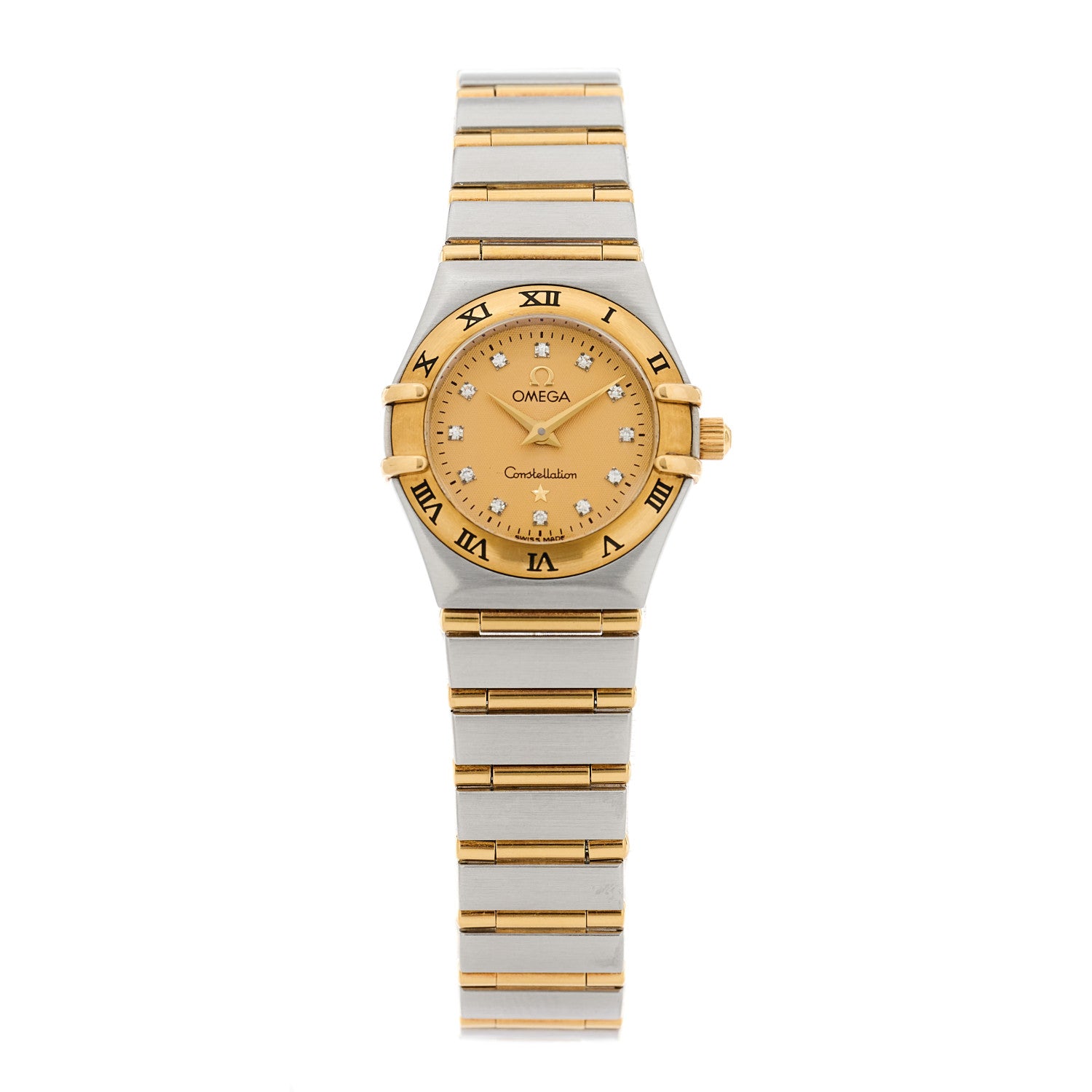 Omega Stainless Steel 18K Yellow Gold Diamond 22mm Constellation Quartz Watch Champagne 1 of 4