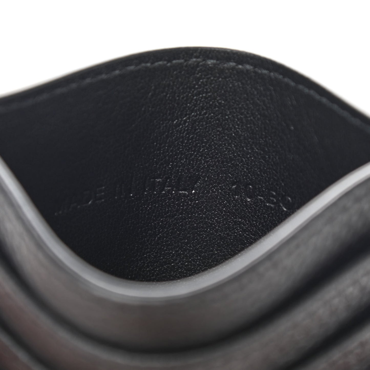 Grained Calfskin Oblique Card Holder Black