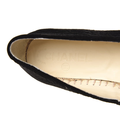 Chanel Velvet Grosgrain CC Espadrilles 37 Black 6 of 10