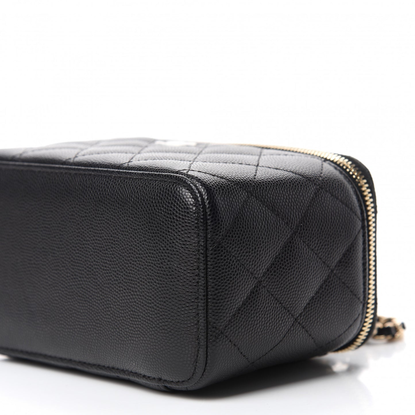 Caviar Quilted Small Vanity Case With Chain Black