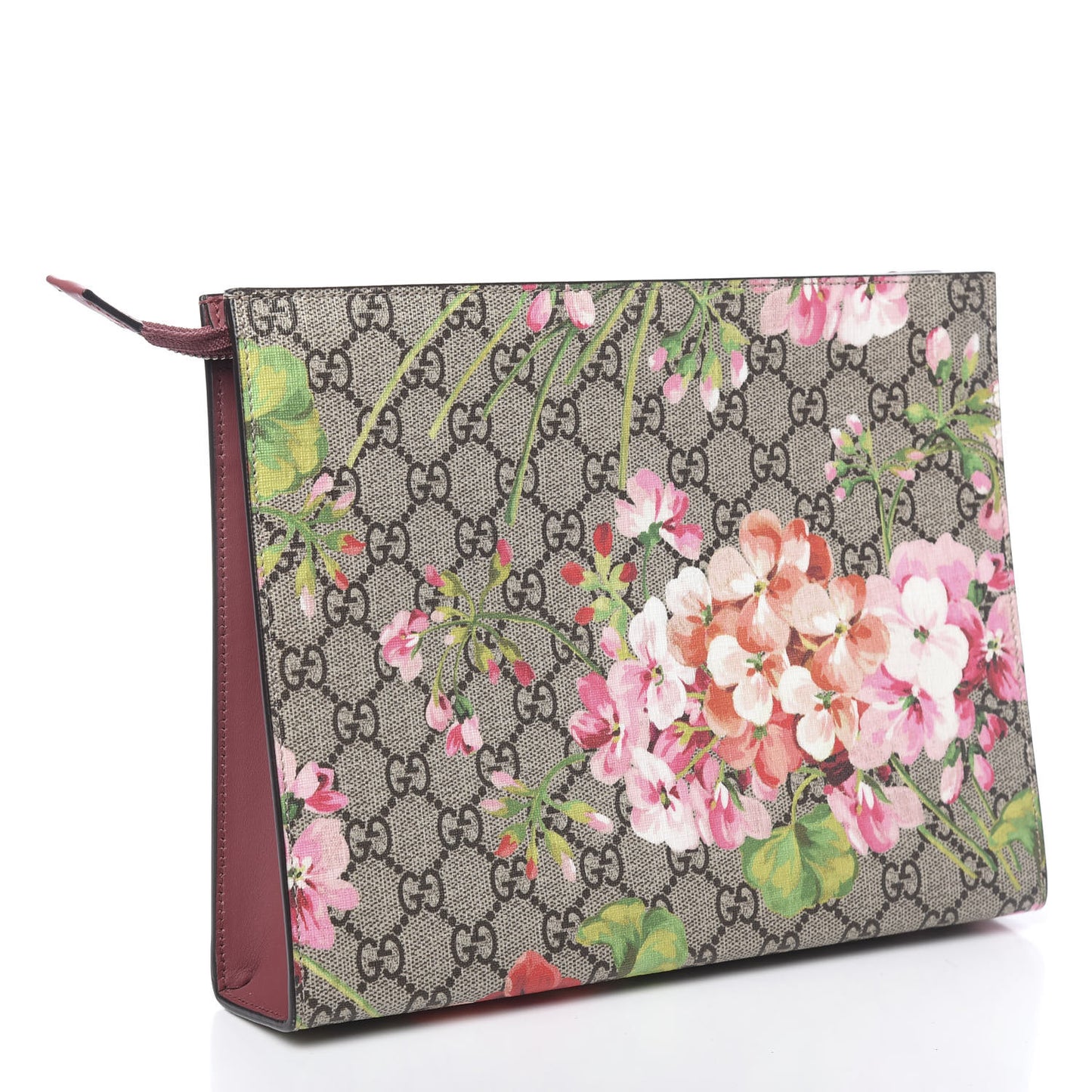 GG Supreme Monogram Blooms Large Cosmetic Case Beige Multicolor Dry Rose