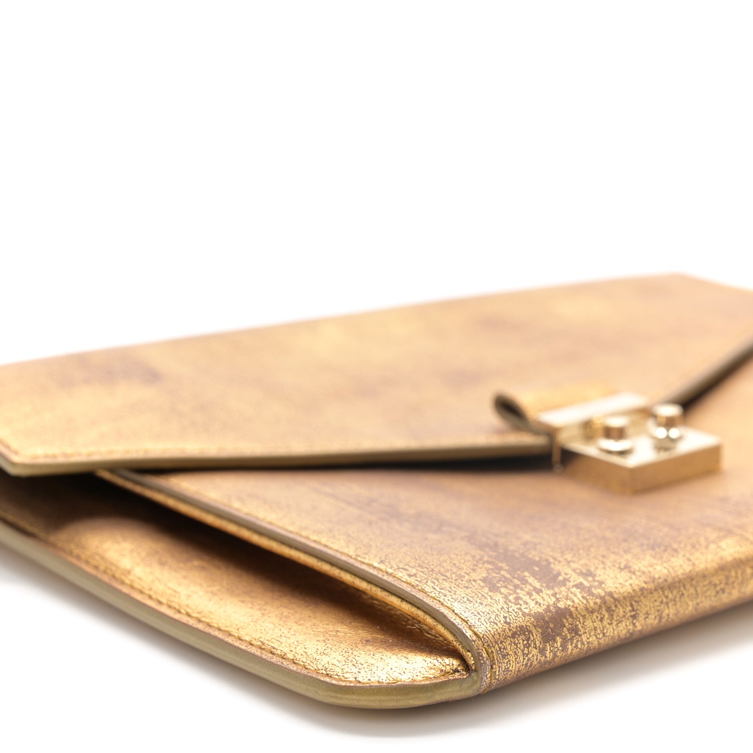 Christian Dior Metallic Calfskin Chain Crossbody Flap Gold 9 of 10