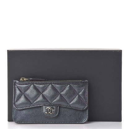 Chanel Iridescent Caviar Quilted Flap Zip Card Holder Black 9 of 9