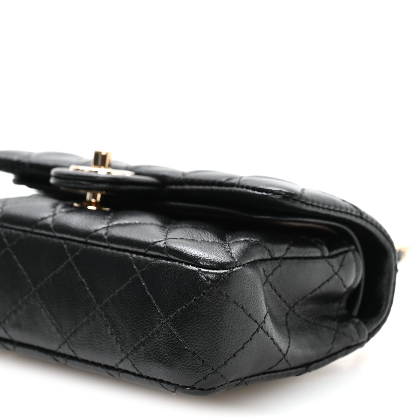 Lambskin Quilted Mini Flap Bag Charm With Hook Black