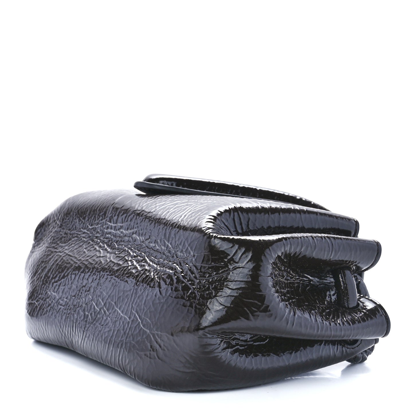 Patent Deerskin Small Beak Triangle Flap Shoulder Bag Fondant