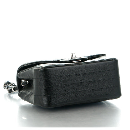 Chanel Caviar Chevron Quilted Mini Square Flap Black 4 of 8