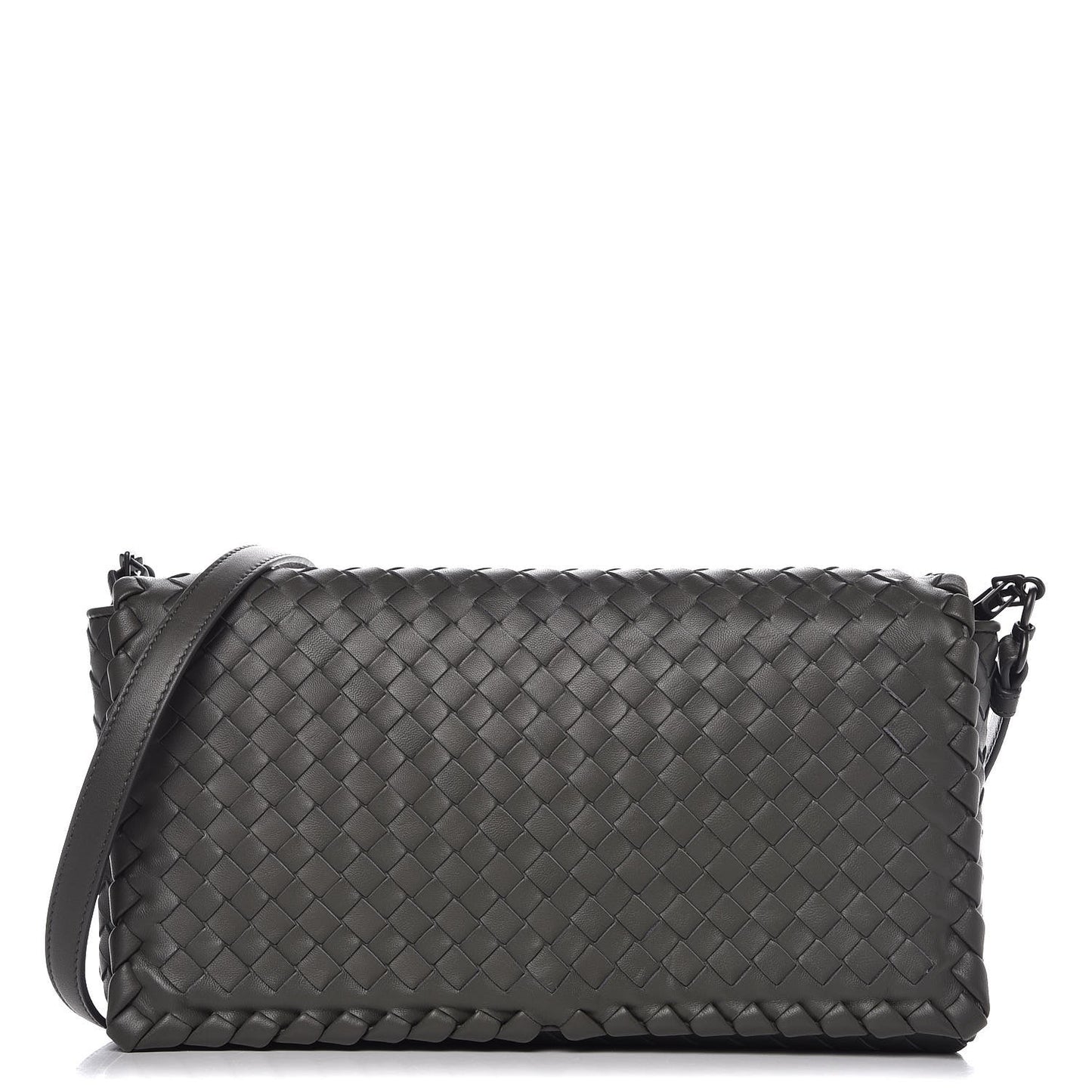 Nappa Intrecciato Dahlia Clutch Crossbody Light Grey
