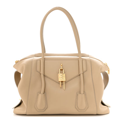 Givenchy Smooth Calfskin Medium Antigona Lock Duffle Bag Beige 1 of 14
