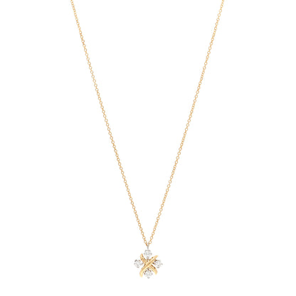 Tiffany Platinum 18K Yellow Gold Diamond Schlumberger Lynn Pendant Necklace 1 of 5