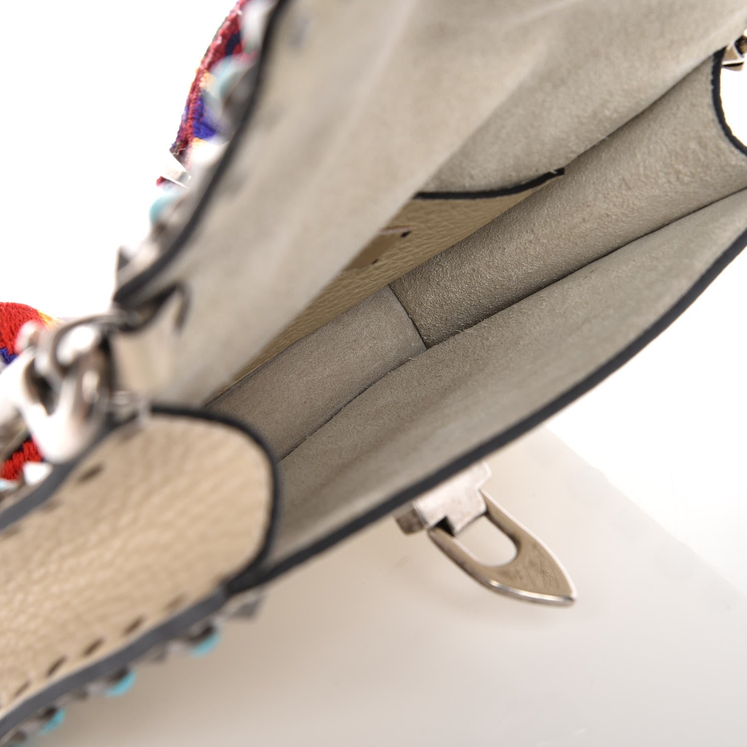 Valentino Garavani Grained Calfskin Small Guitar Strap Rockstud Rolling Shoulder Flap Bag Light Ivory 5 of 7