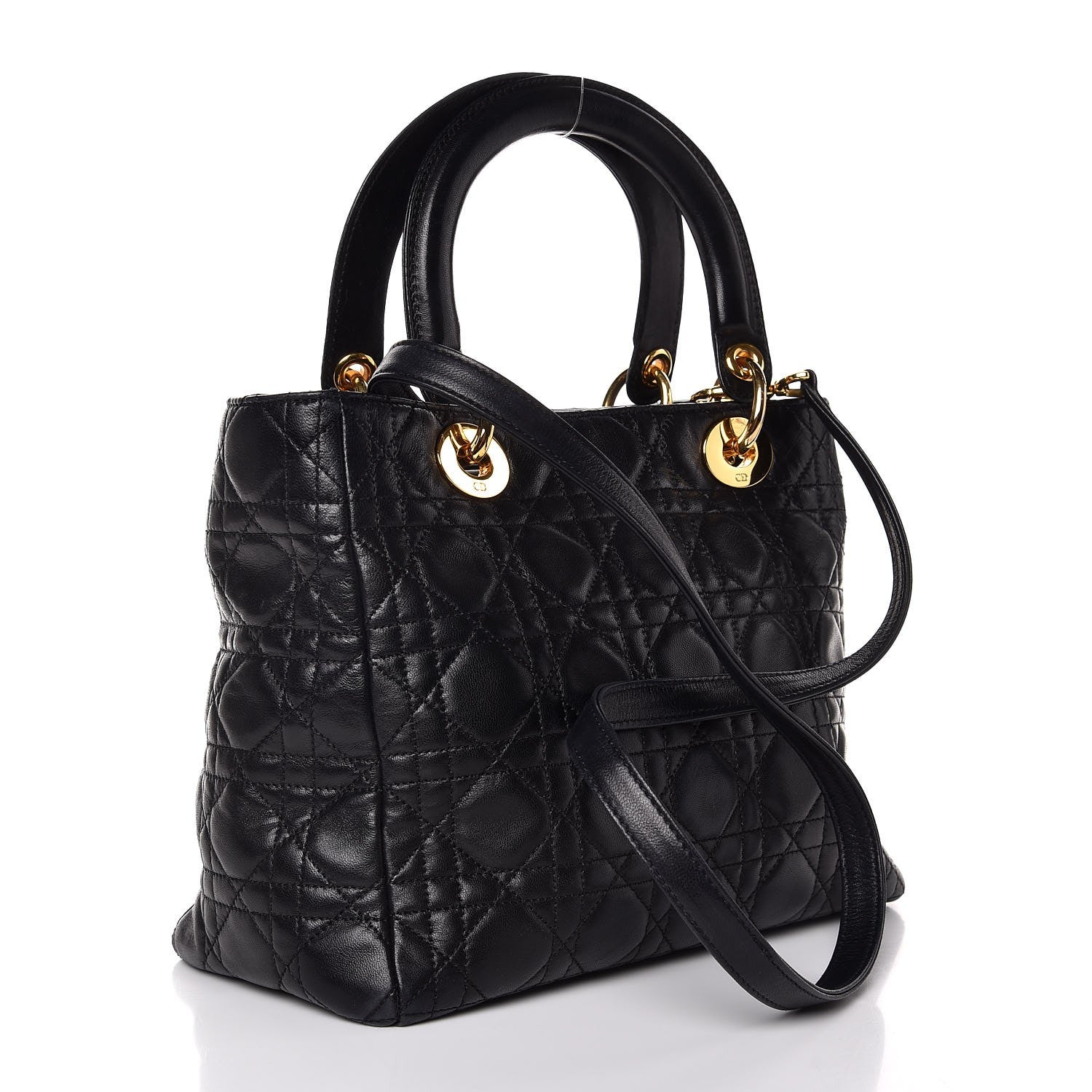 Christian Dior Lambskin Cannage Medium Lady Dior Black 3 of 13