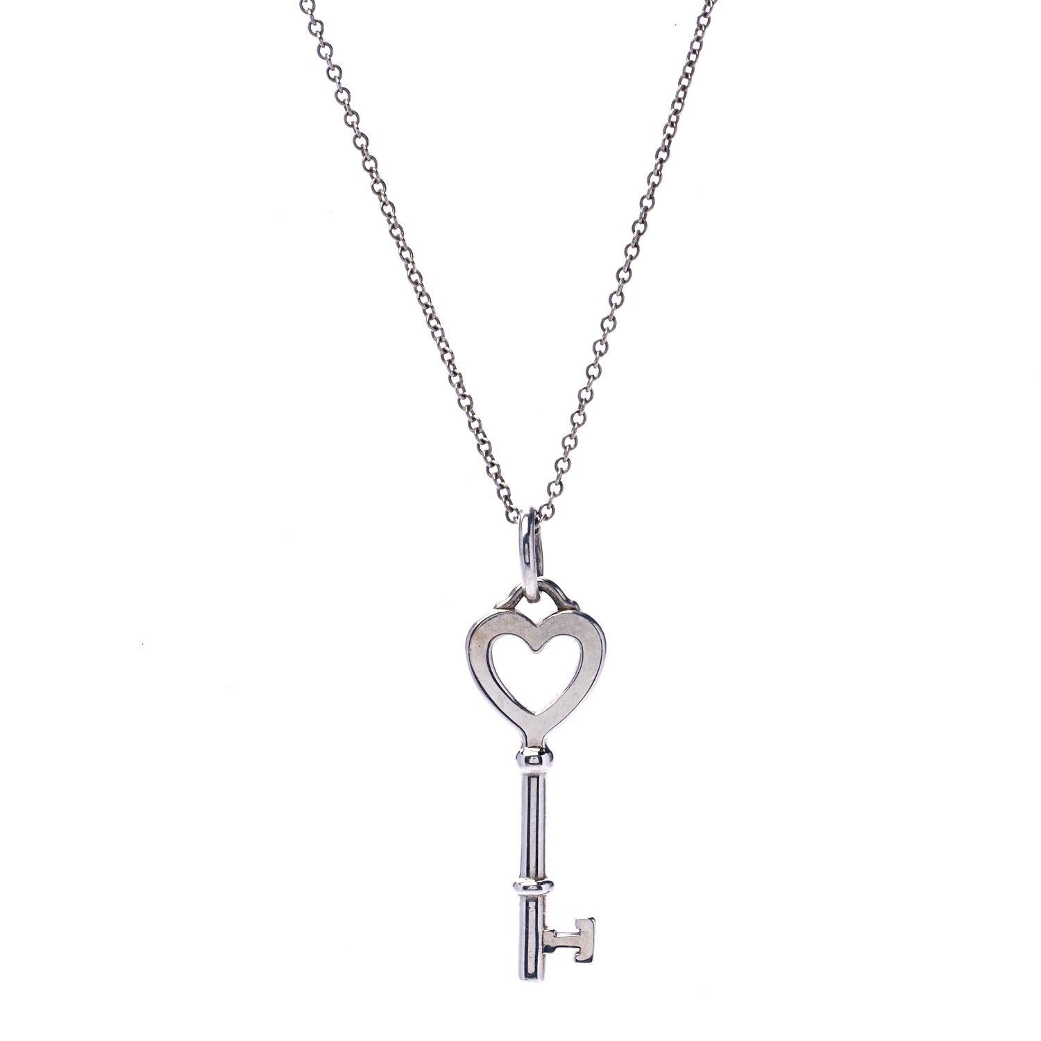 Tiffany Sterling Silver Heart Key Pendant Necklace 1 of 7