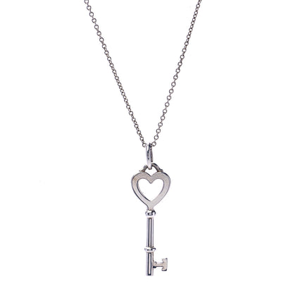 Tiffany Sterling Silver Heart Key Pendant Necklace 1 of 7