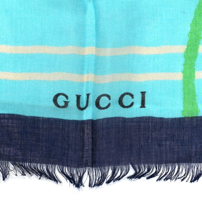 Gucci x KEN SCOTT Silk Cherry Scarf Blue Red 6 of 6