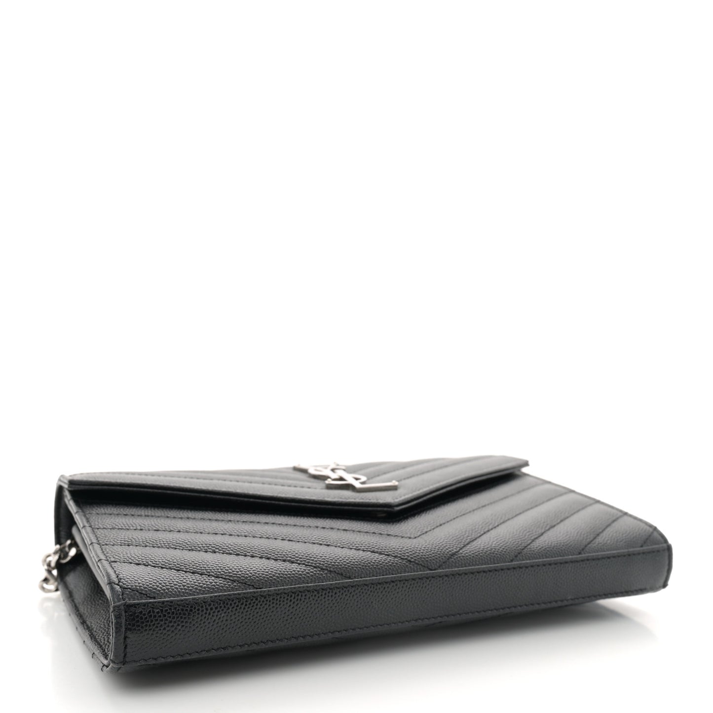 Grain De Poudre Matelasse Chevron Monogram Chain Wallet Black