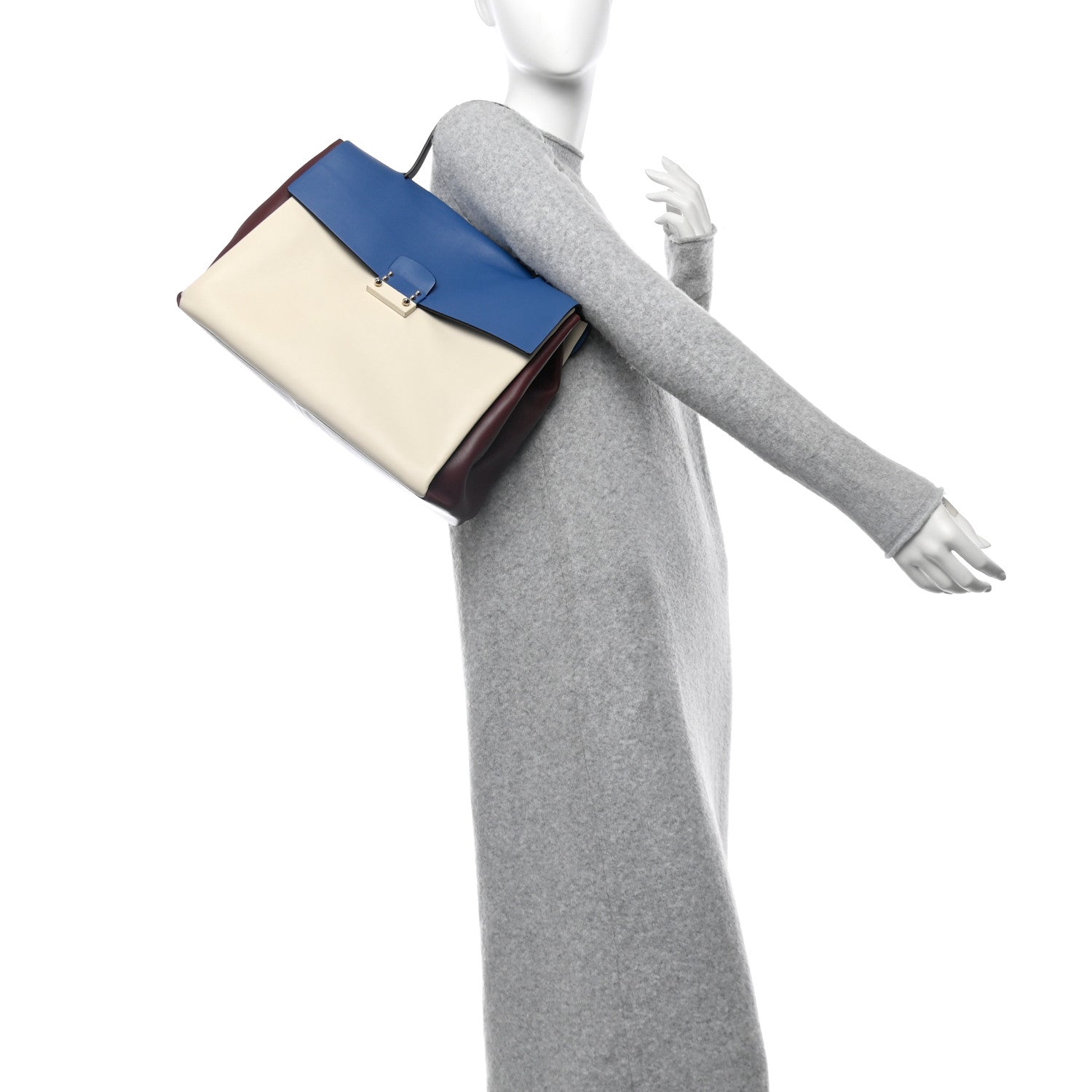 Valentino Garavani Calfskin Colorblock Mime Single Handle Bag Ruby Marine 2 of 10