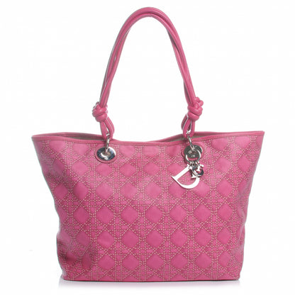 Christian Dior Coated Canvas Cannage Print Cherie Tote Pink 1 of 7
