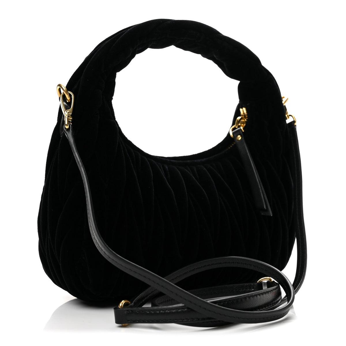 Velluto Matelasse Small Wander Hobo Black