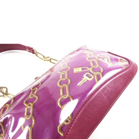 Monogram Charms Frame Kisslock Clutch Fuchsia