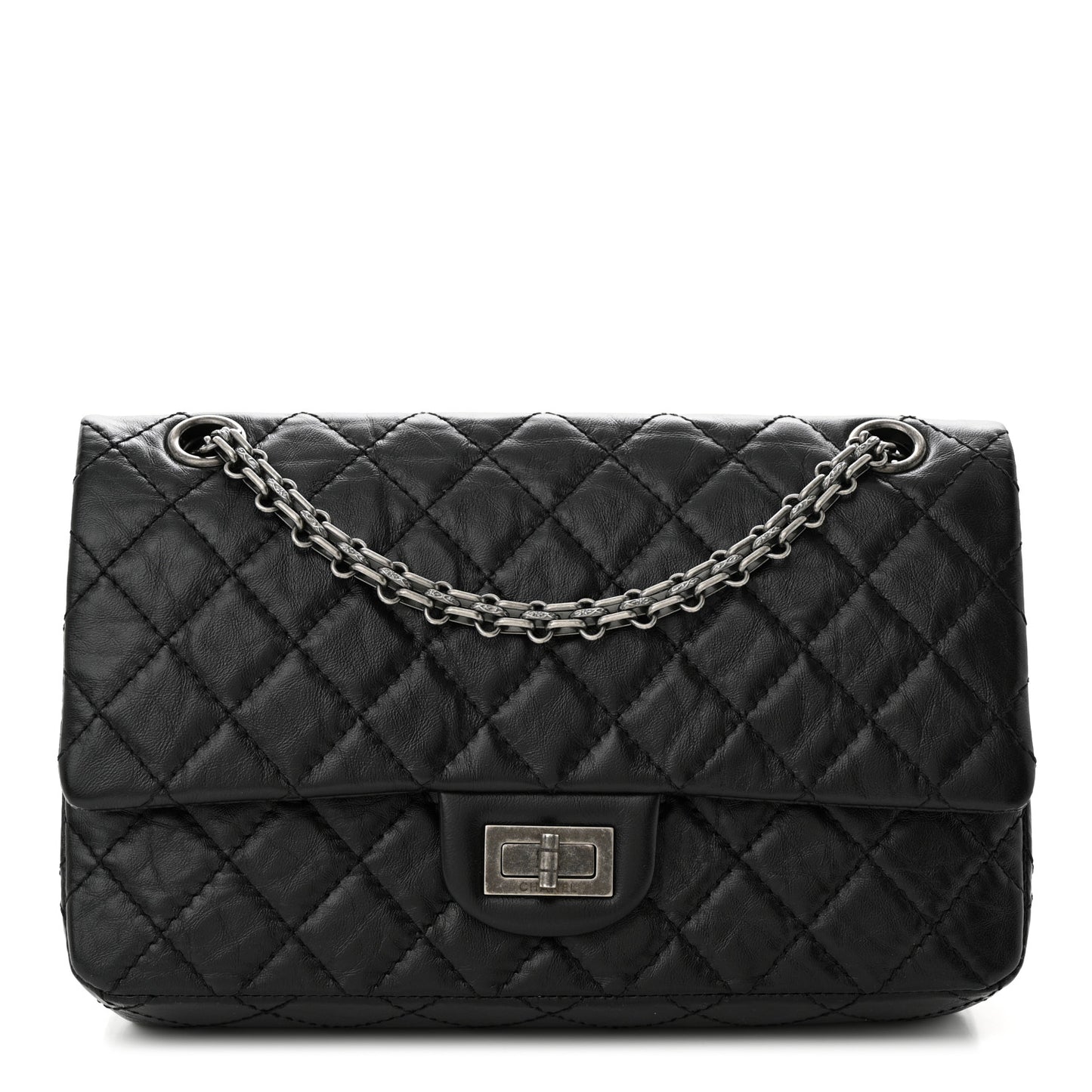 Aged Calfskin Quilted 2.55 Reissue 225 Flap Black