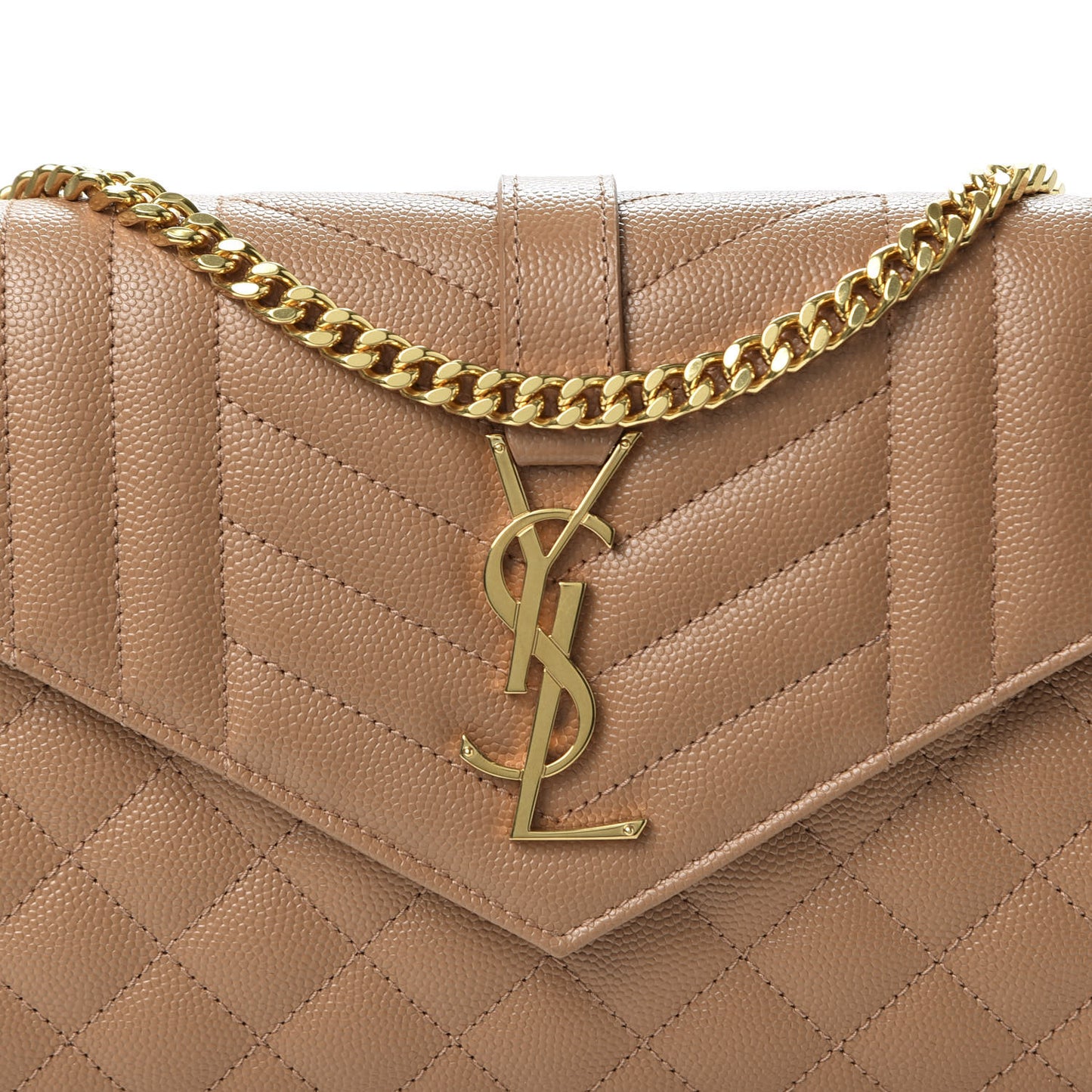 Grain De Poudre Mixed Matelasse Triquilt Monogram Chain Wallet Dune