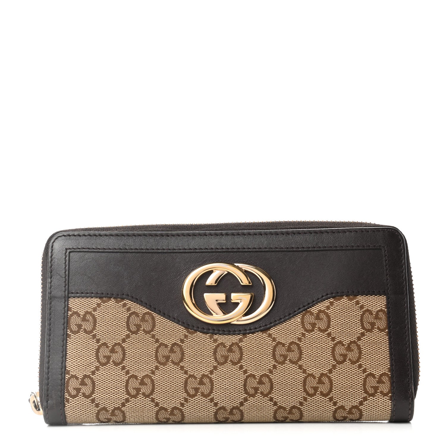 Gucci Monogram Margaux Calfskin Sukey Zip Around Wallet Beige Ebony Cocoa 1 of 6