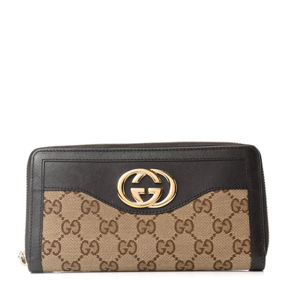 Gucci Monogram Margaux Calfskin Sukey Zip Around Wallet Beige Ebony Cocoa 1 of 6