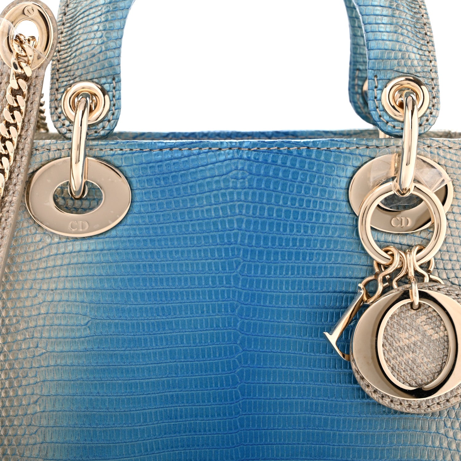 Christian Dior Lizard Gradient Mini Lady Dior Metal Blue 8 of 12
