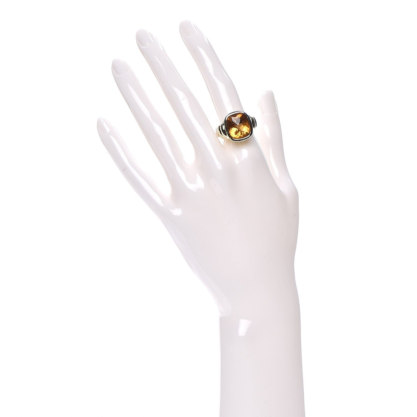Sterling Silver 14K Yellow Gold Citrine 14mm Noblesse Ring 54 7
