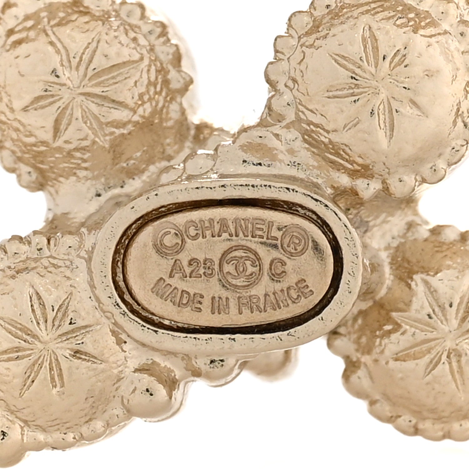 Chanel Pearl Crystal CC Brooch Gold Pearly White Purple 4 of 5