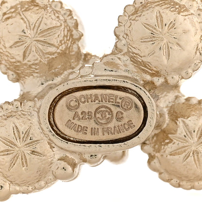 Chanel Pearl Crystal CC Brooch Gold Pearly White Purple 4 of 5