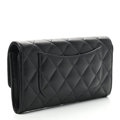 Chanel Caviar Quilted Large Gusset Flap Wallet Black 3 of 8