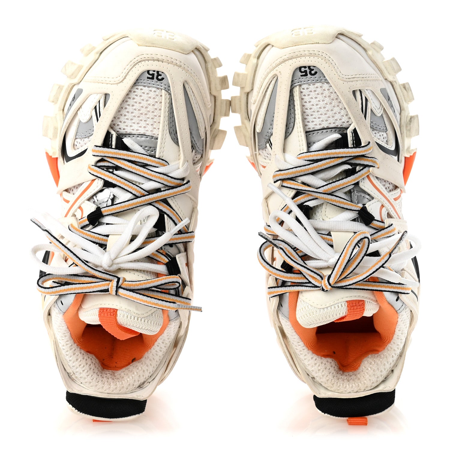 Balenciaga Rubber Mesh Fabric Monocolor Recycled Sole Womens Track Sneakers 35 White Orange 2 of 9