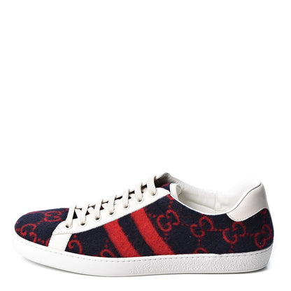 Gucci Covered Wool Big GG Monogram Mens Sneakers 8.5 Blue Red Mystic White 1 of 11