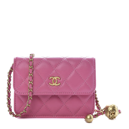 Chanel Lambskin Quilted Pearl Crush Clutch With Chain Pink 1 of 10