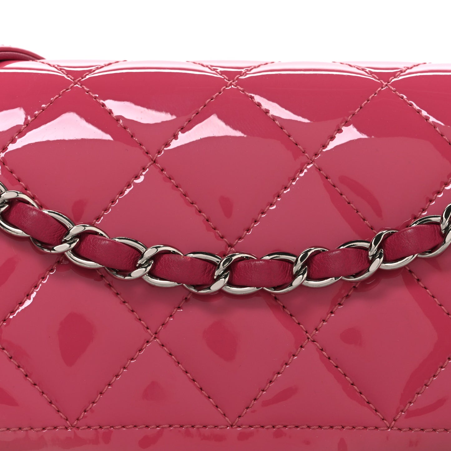 Patent Quilted Large Coco Shine Flap Pink