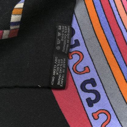 Hermes Cashmere Silk Tohu Bohu Shawl 140 Black Multicolor 3 of 5