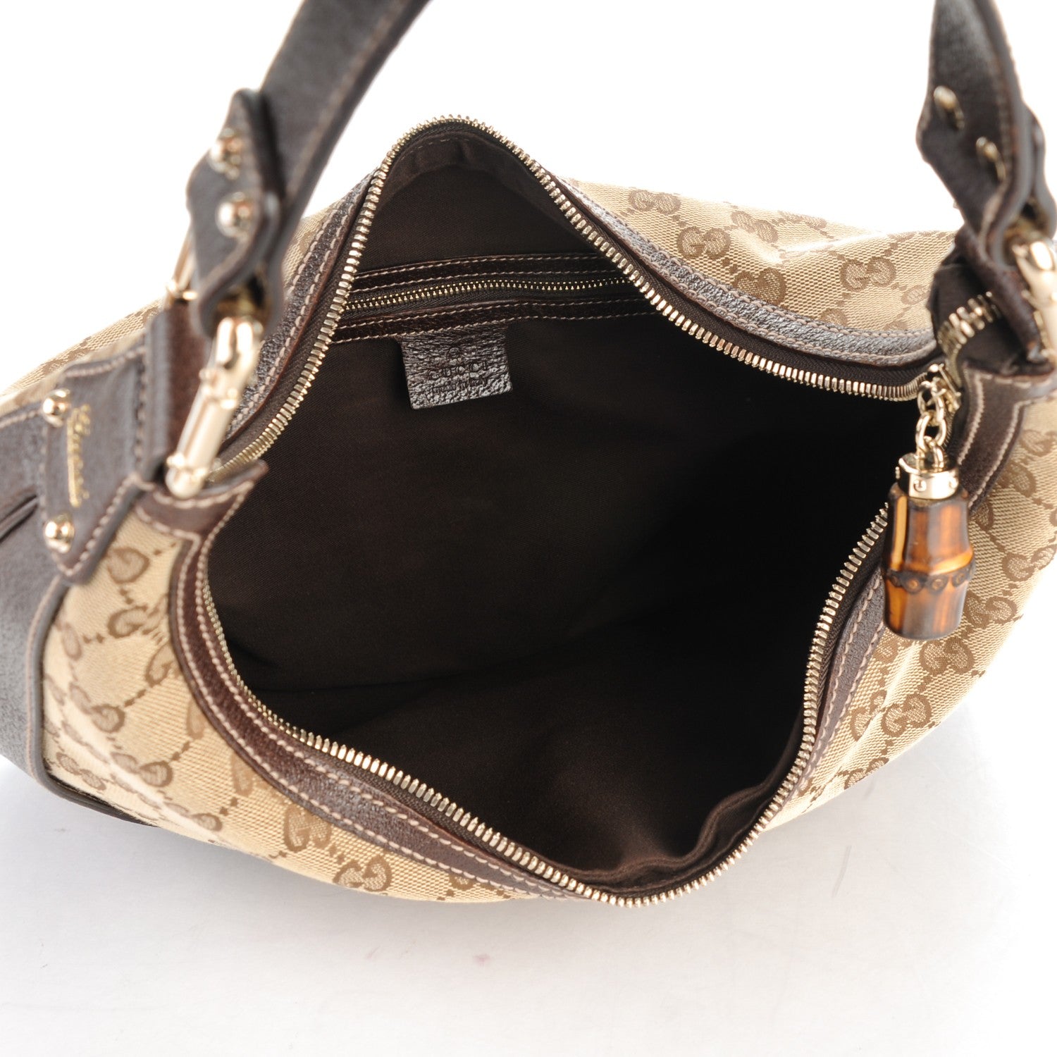 Gucci Monogram Bamboo Horsebit Hobo Dark Brown 5 of 7