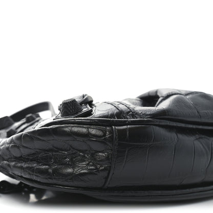 Balenciaga Extra Supple Calfskin Crocodile Embossed Le Cagole Mini Purse With Chain Black 10 of 11