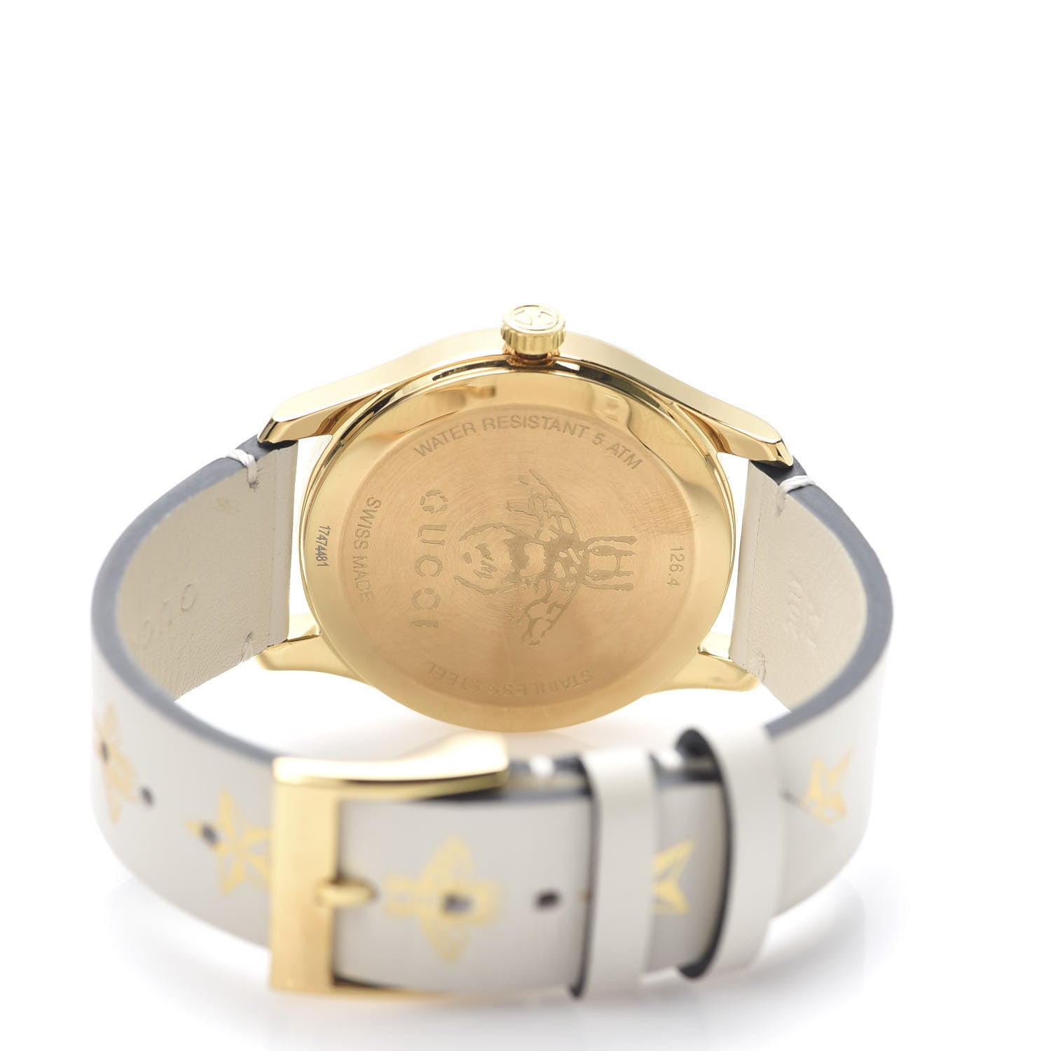 Gucci Stainless Steel Calfskin 38mm G-Timeless Bee Star Quartz Watch White 5 of 7