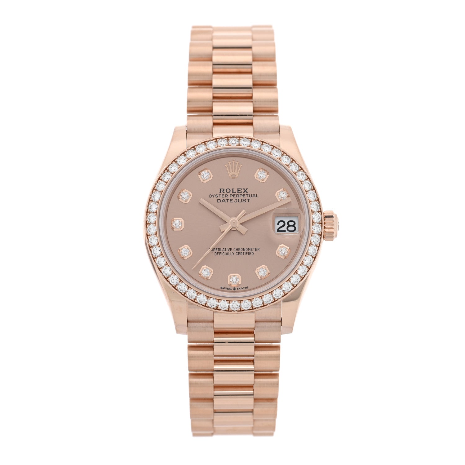 Rolex 18K Everose Gold Diamond Bezel 31mm Oyster Perpetual Datejust President Watch Sundust 278285RBR 1 of 5