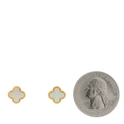 Van Cleef & Arpels 18K Yellow Gold Mother of Pearl Sweet Alhambra Earrings 2 of 5