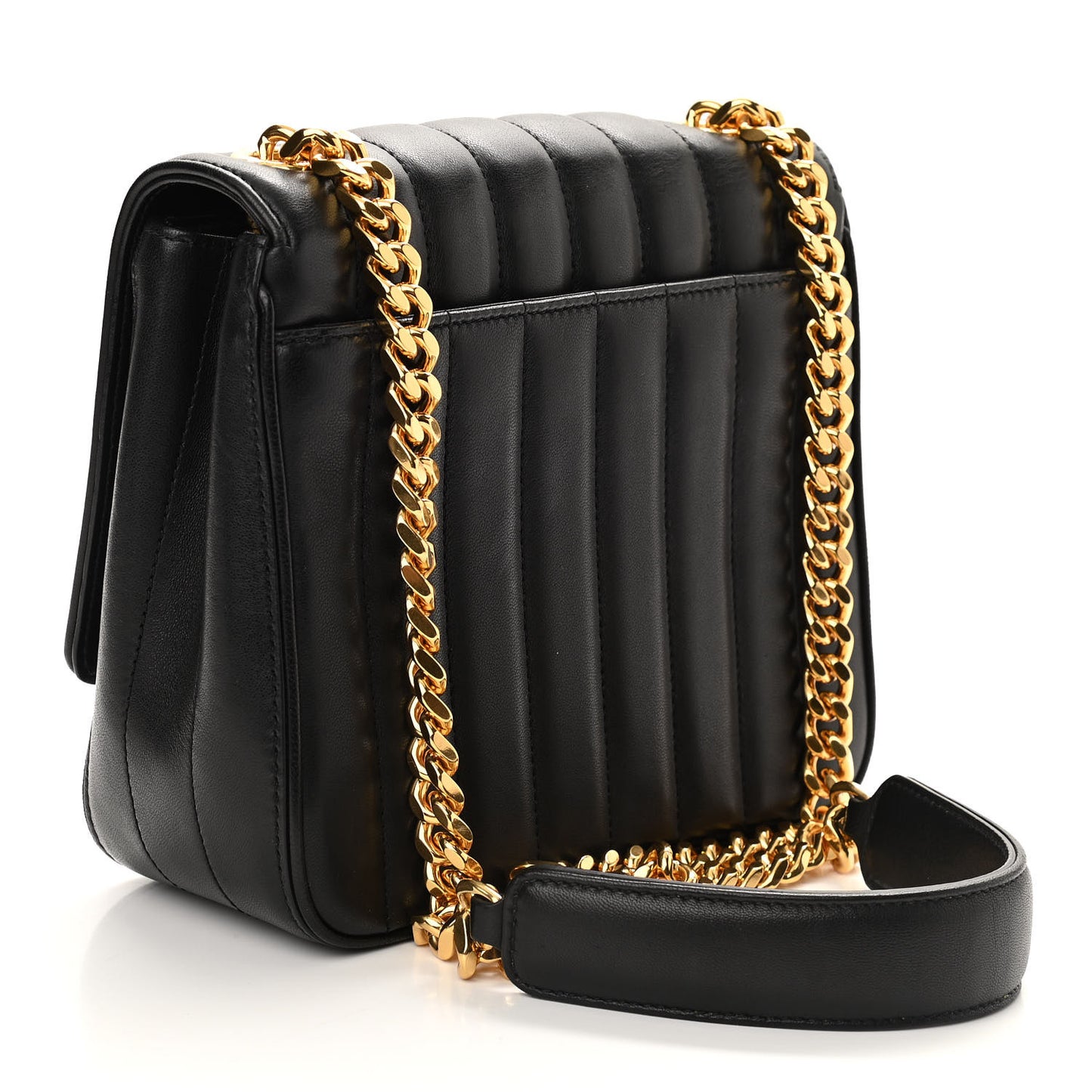 Lambskin Matelasse Monogram Medium Vicky Chain Bag Black