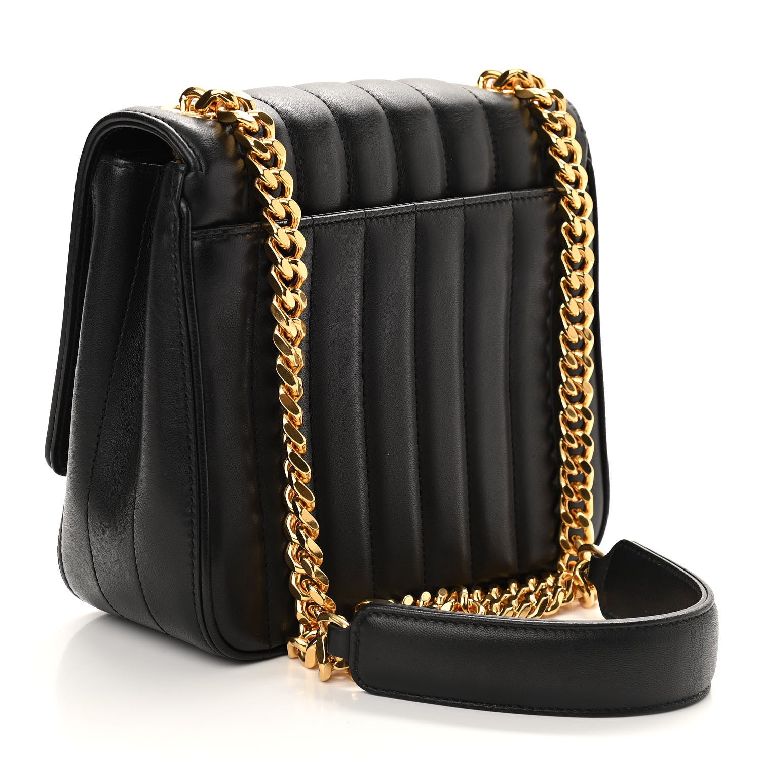 Saint Laurent Lambskin Matelasse Monogram Medium Vicky Chain Bag Black 3 of 9