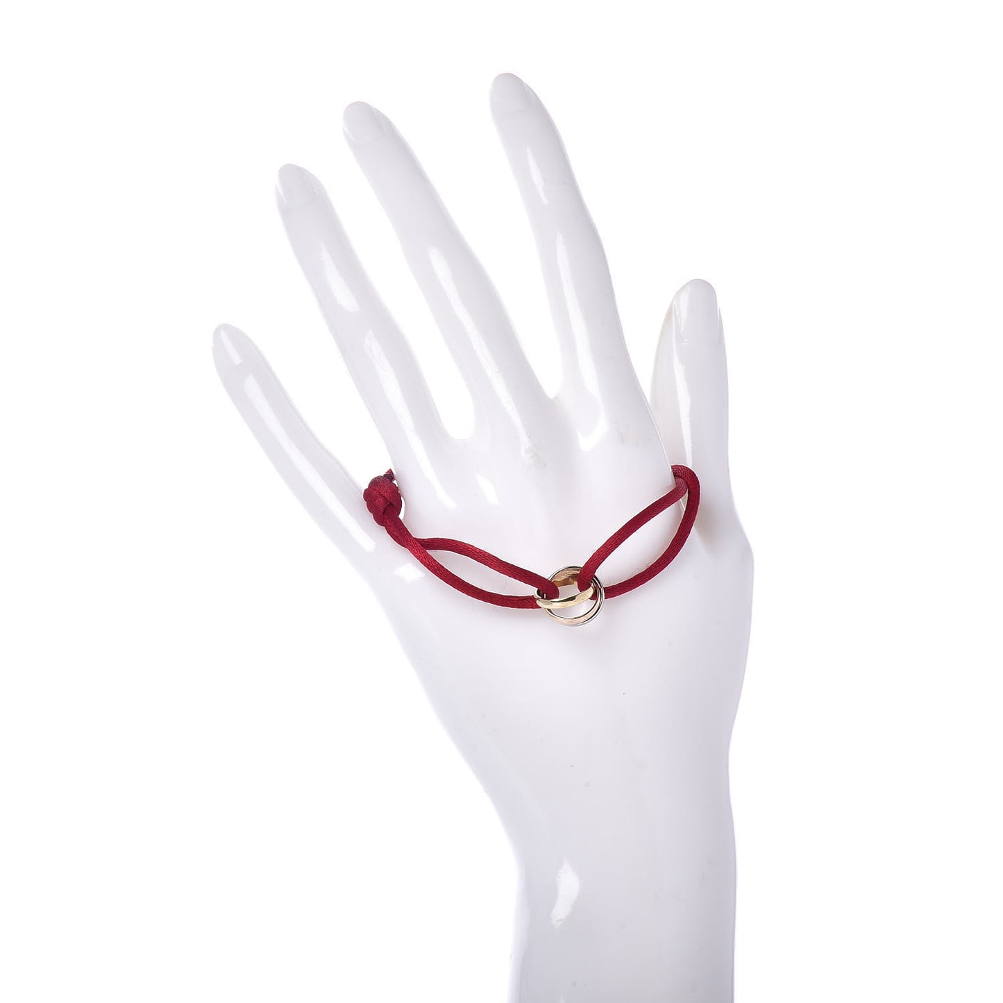 18K Pink Yellow White Gold Trinity Cord Bracelet Red