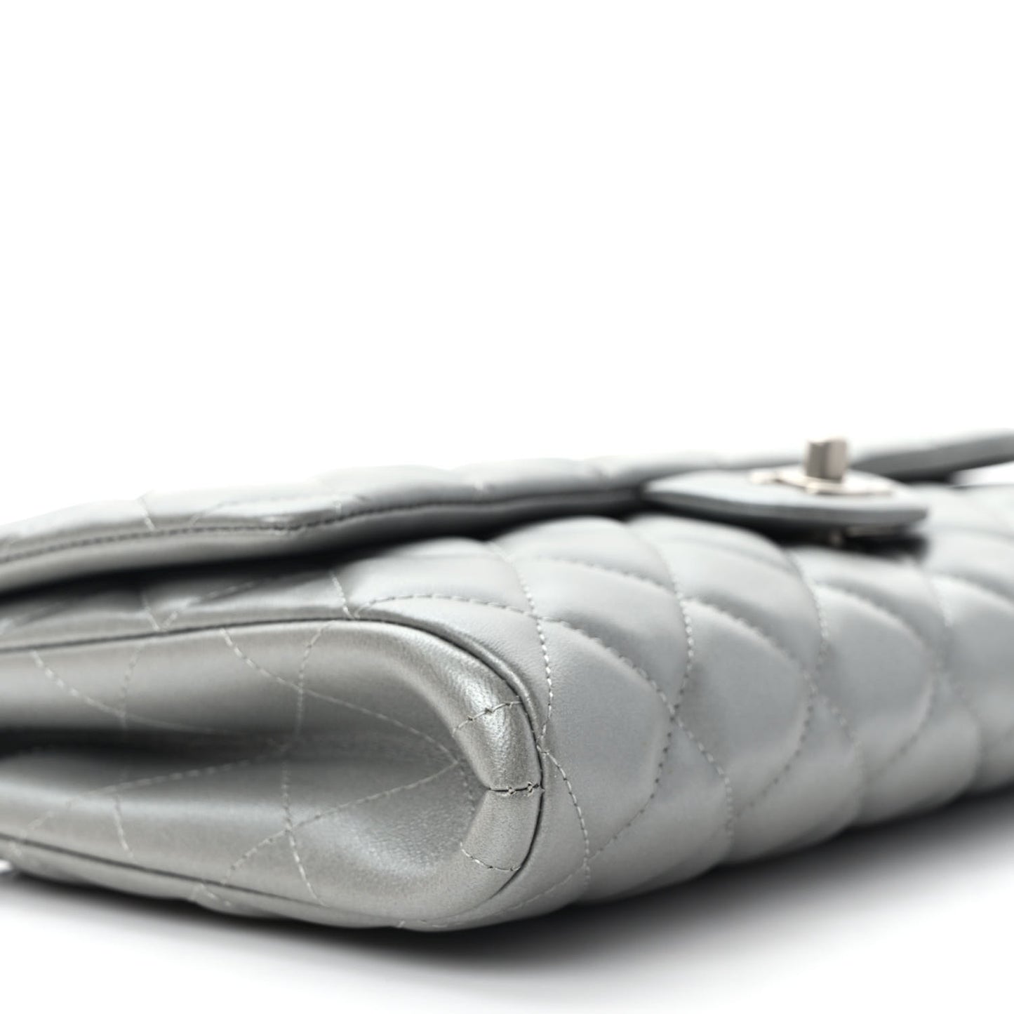 Lambskin Quilted Clutch With Chain Flap Grey