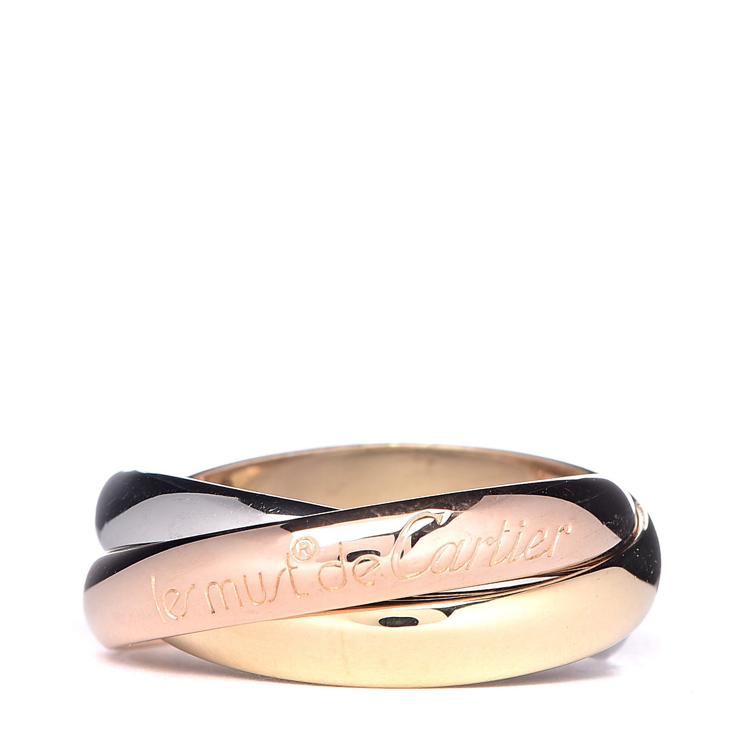 Cartier 18K Pink Yellow White Gold Classic Les Must De Trinity Ring 52 6 1 of 5