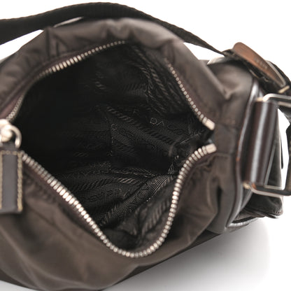 Prada Calfskin Tessuto Nylon Shoulder Bag Moro 5 of 9