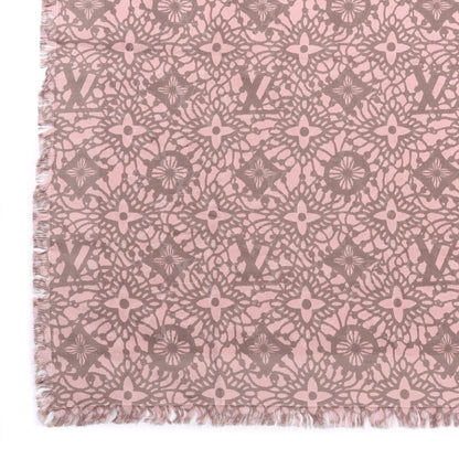 Louis Vuitton Silk Wool Monogram Dentelle Shawl Scarf Rose Poudre 5 of 6